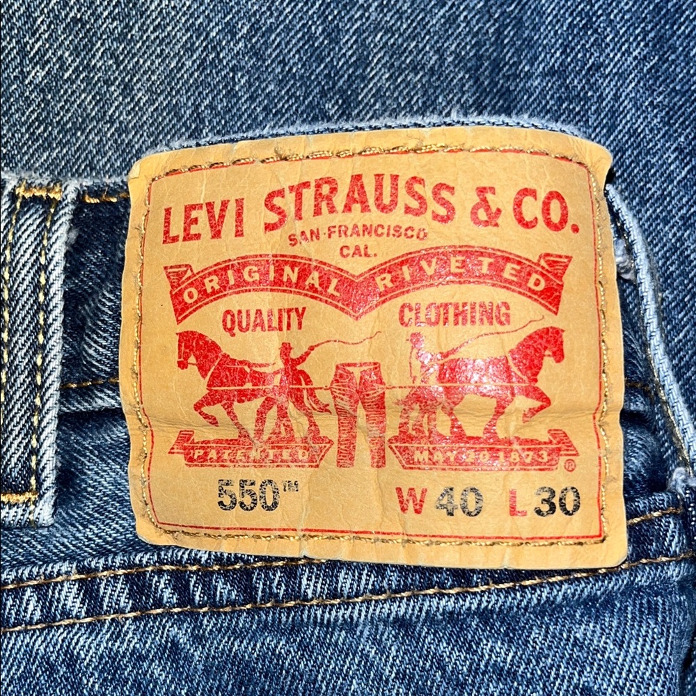 Levi's 550 Relaxed Fit Jeans in Blue with Tan Patch